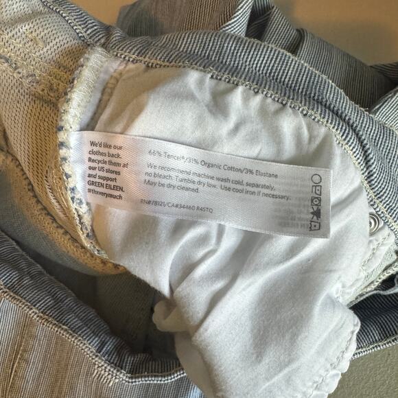 Eileen Fisher Blue and White Railroad Stripe Slim Boyfriend Jeans Size 6 - Picture 7 of 7